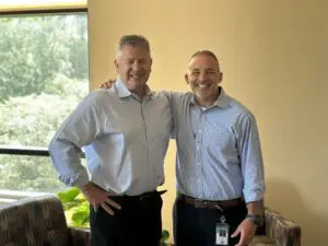 Louviers FCU President & CEO Chris Davis and Del-One FCU President & CEO Dan McCarthy