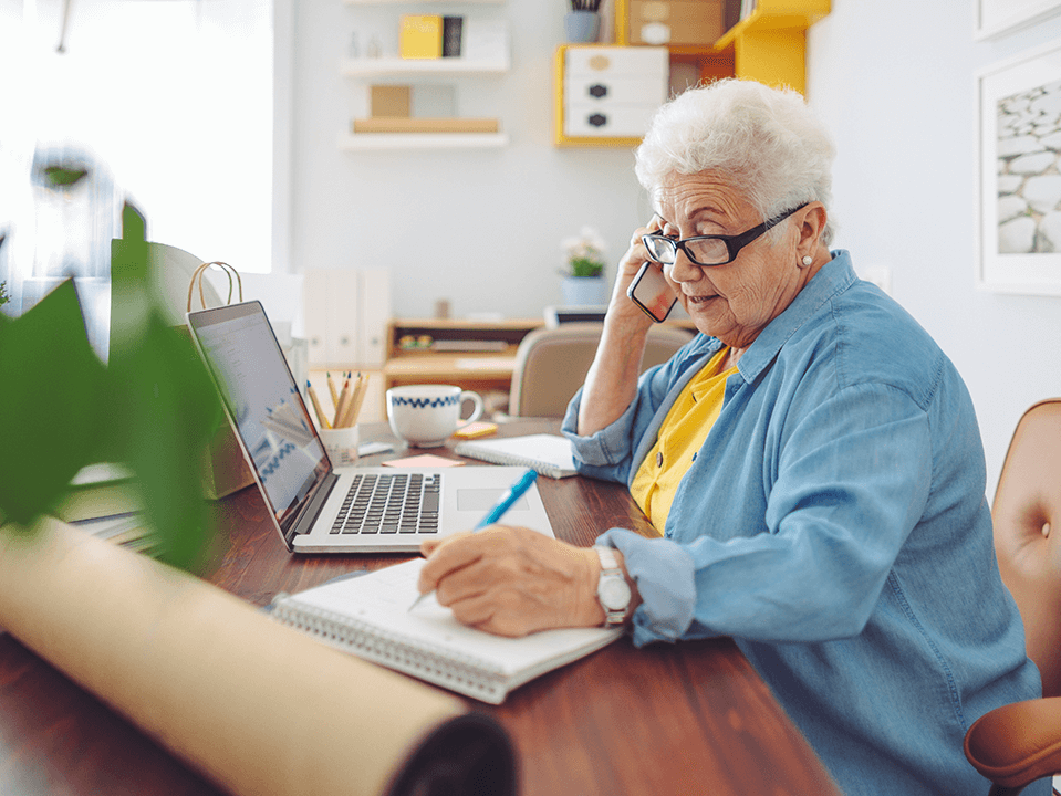 Older woman working