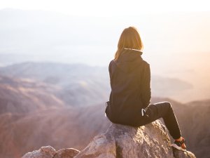 Girl on mountain top